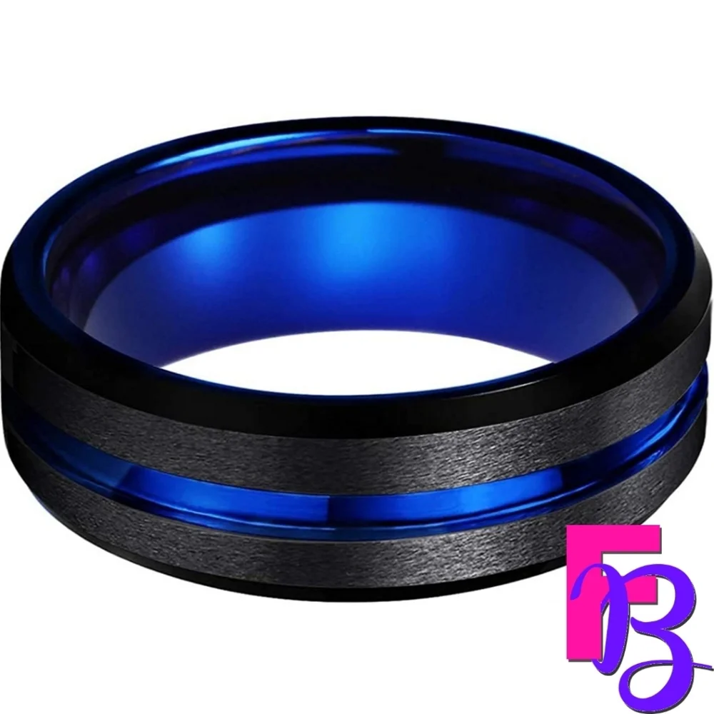 *NEW!* Tungsten Carbide Thin Blue Line Ring - Picture 4 of 7